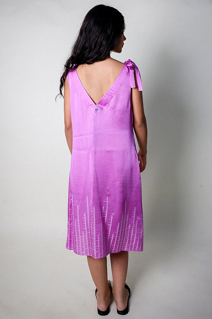 Purple Satin Hand Embroidered Midi Slip Vacation Dress by ARYA GIRI at Pernia's Pop Up Shop