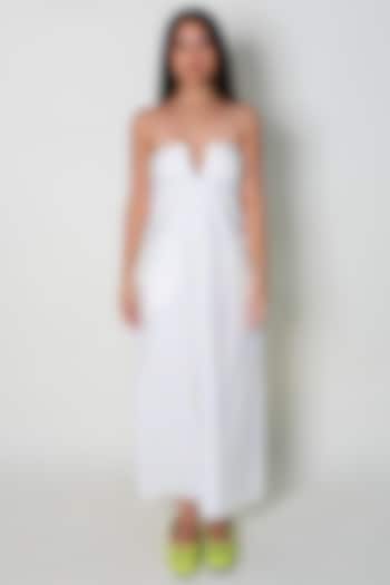 White Cotton Silk Printed Slip Summer Dress by ARYA GIRI at Pernia's Pop Up Shop