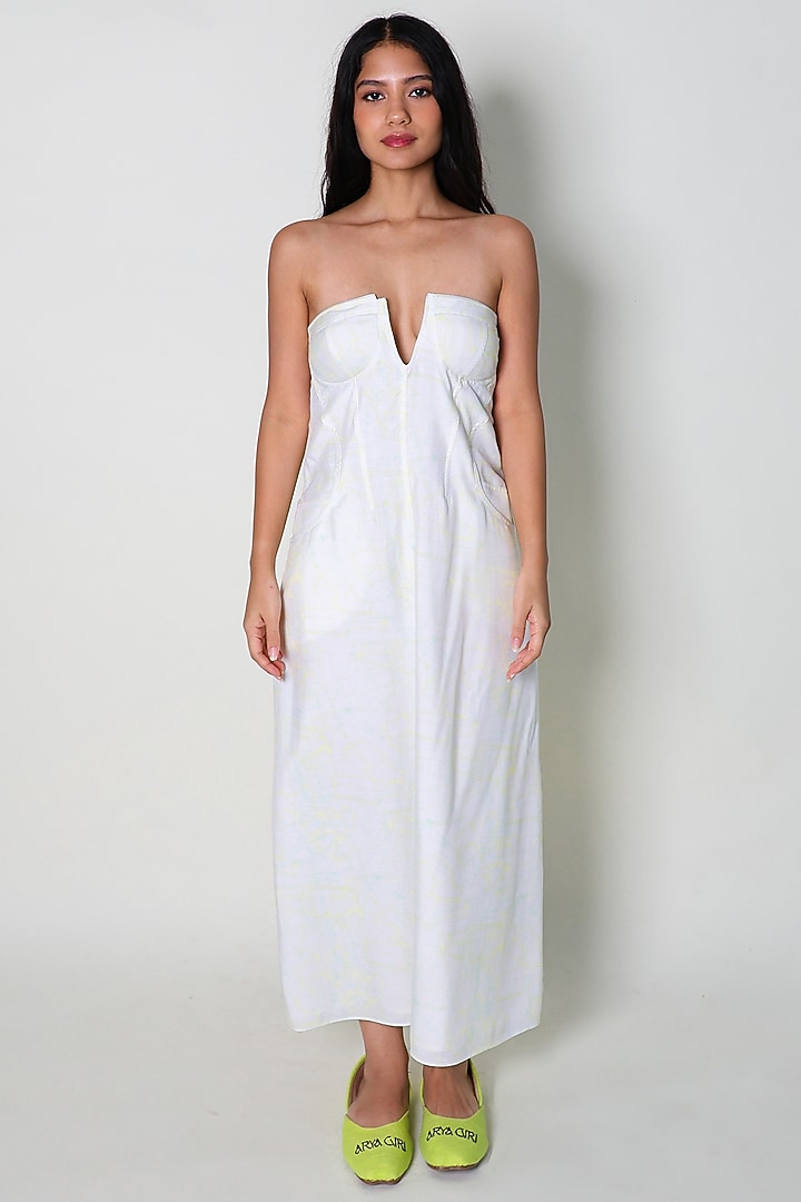 White Cotton Silk Printed Slip Summer Dress by ARYA GIRI at Pernia's Pop Up Shop