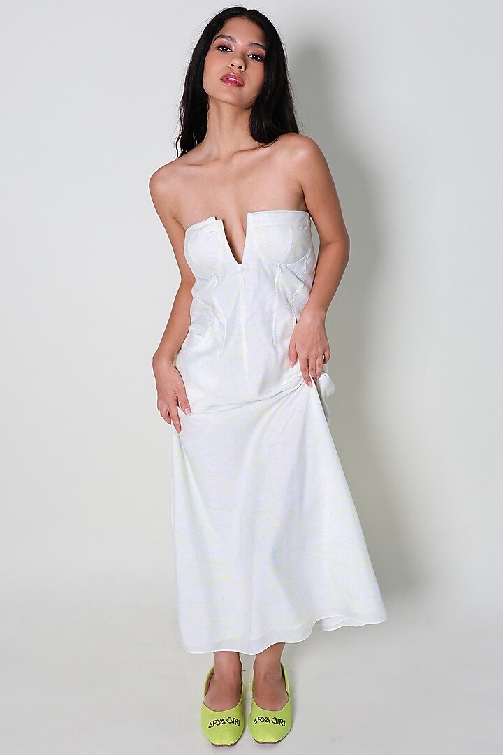 White Cotton Silk Printed Slip Summer Dress by ARYA GIRI at Pernia's Pop Up Shop
