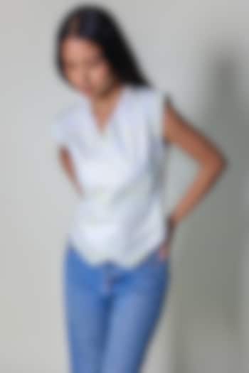 White Cotton Silk Waistcoat by ARYA GIRI at Pernia's Pop Up Shop