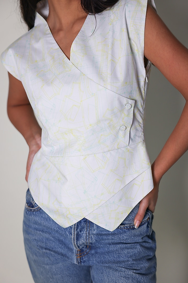 White Cotton Silk Waistcoat by ARYA GIRI at Pernia's Pop Up Shop