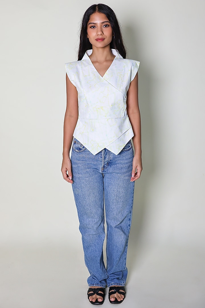 White Cotton Silk Waistcoat by ARYA GIRI at Pernia's Pop Up Shop