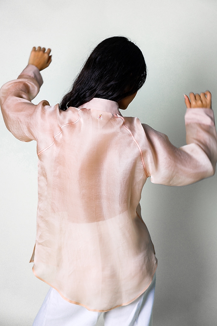 Ivory Silk Organza Hand Embroidered Shirt by ARYA GIRI at Pernia's Pop Up Shop