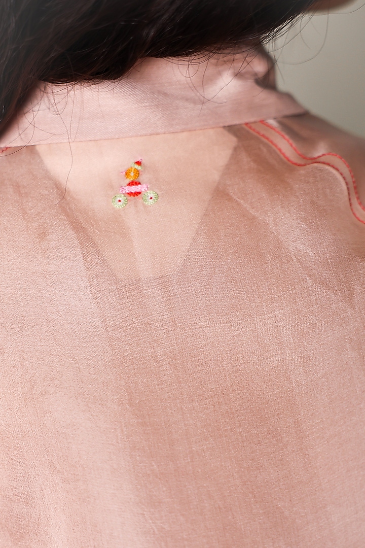 Ivory Silk Organza Hand Embroidered Shirt by ARYA GIRI at Pernia's Pop Up Shop