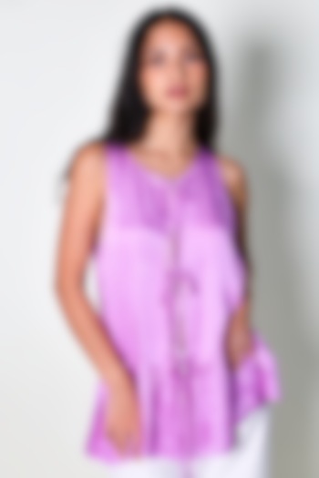 Purple Satin Hand Embroidered Top by ARYA GIRI at Pernia's Pop Up Shop