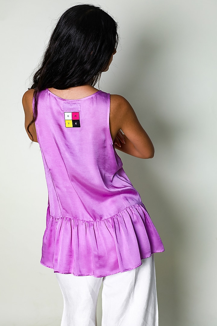 Purple Satin Hand Embroidered Top by ARYA GIRI at Pernia's Pop Up Shop