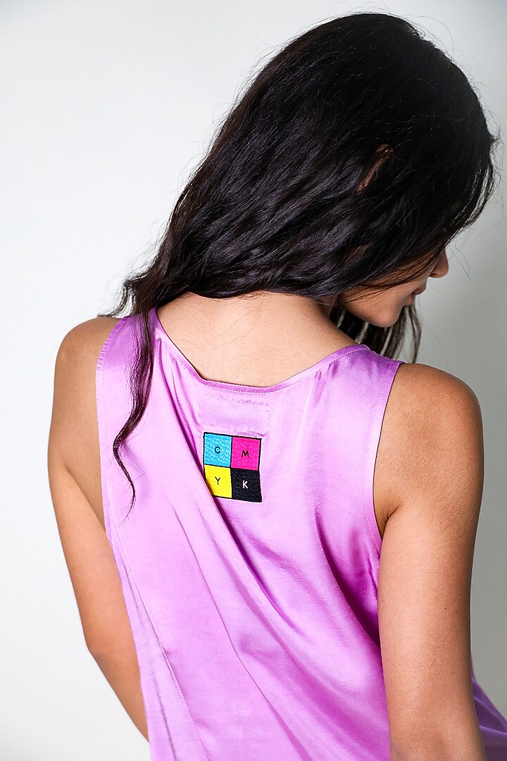 Purple Satin Hand Embroidered Top by ARYA GIRI at Pernia's Pop Up Shop
