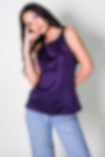 Purple Linen Satin Top by ARYA GIRI at Pernia's Pop Up Shop