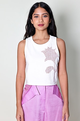 White Cotton Knit Tank Top by ARYA GIRI