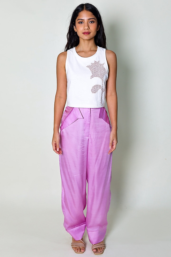 White Cotton Knit Tank Top by ARYA GIRI at Pernia's Pop Up Shop