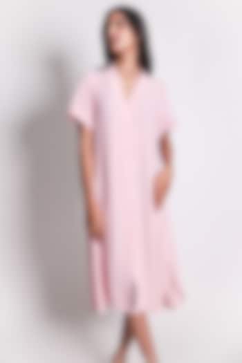 Pink Linen Satin Hand Embroidered Kaftan Vacation Dress by ARYA GIRI at Pernia's Pop Up Shop