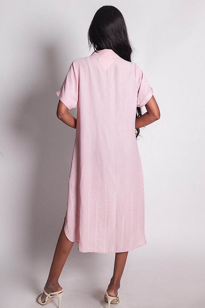 Pink Linen Satin Hand Embroidered Kaftan Vacation Dress by ARYA GIRI at Pernia's Pop Up Shop