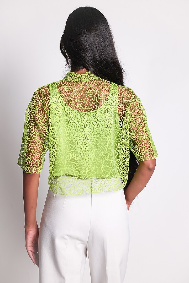 Green Zari Hand Embroidered Shirt by ARYA GIRI at Pernia's Pop Up Shop
