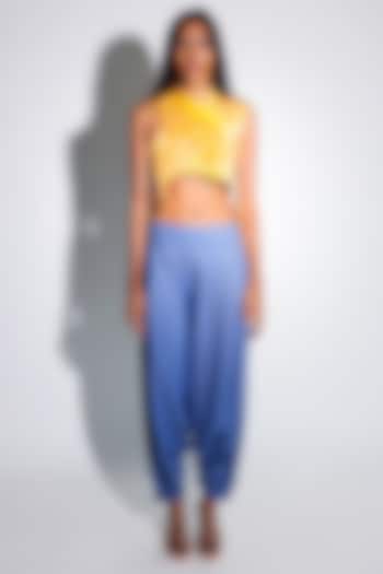 Beige Linen Satin Hand Embroidered Blouse by ARYA GIRI at Pernia's Pop Up Shop