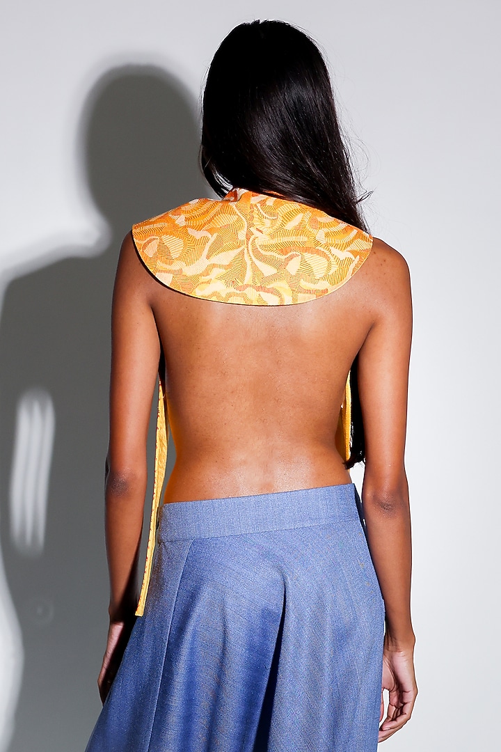 Beige Linen Satin Hand Embroidered Blouse by ARYA GIRI at Pernia's Pop Up Shop