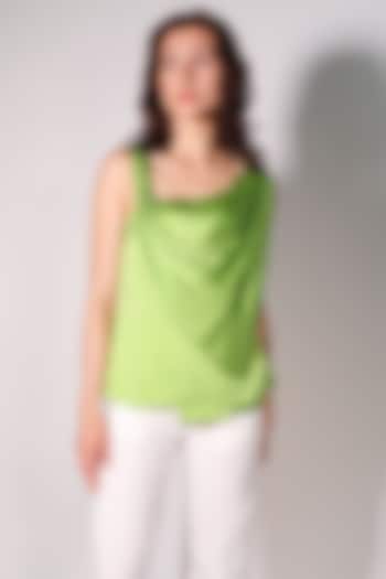 Green Satin Sleeveless Top by ARYA GIRI at Pernia's Pop Up Shop