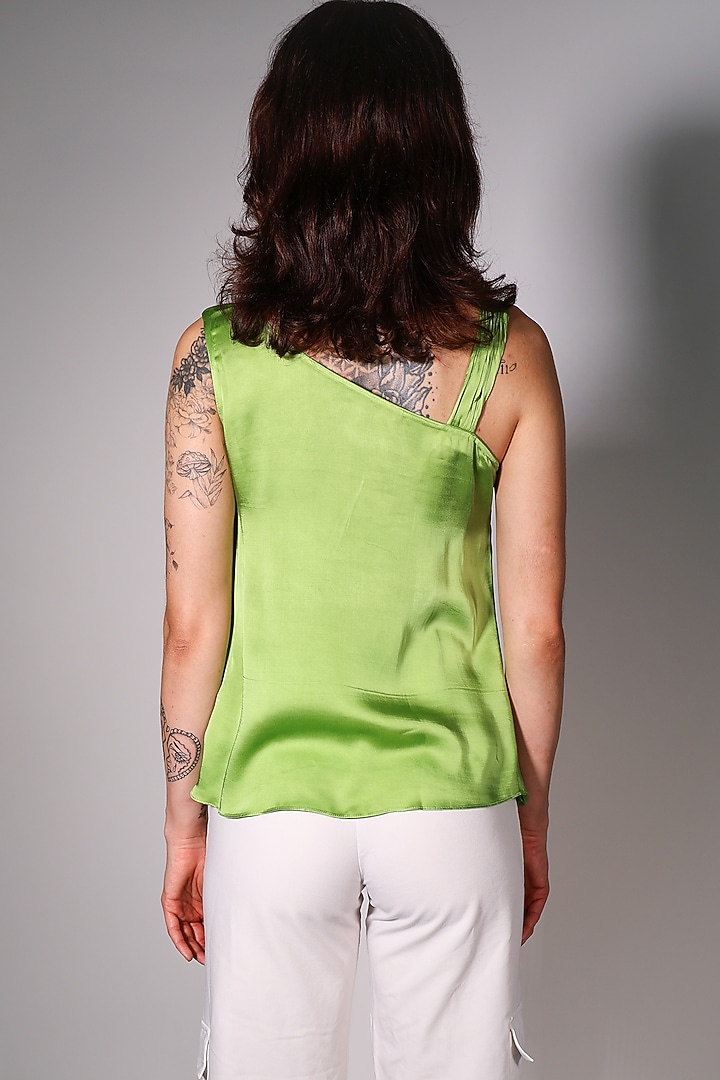 Green Satin Sleeveless Top by ARYA GIRI at Pernia's Pop Up Shop