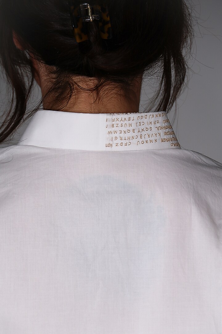 White Poplin Hand Embroidered Shirt by ARYA GIRI at Pernia's Pop Up Shop