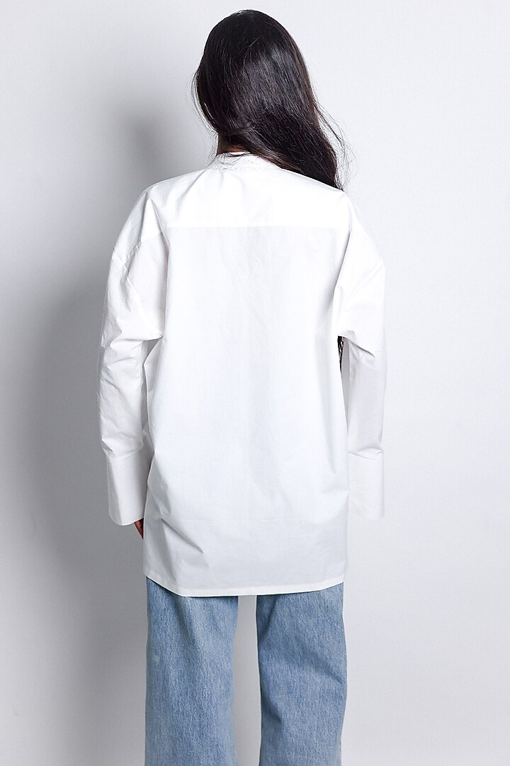 White Poplin Heart Embroidered Shirt by ARYA GIRI at Pernia's Pop Up Shop