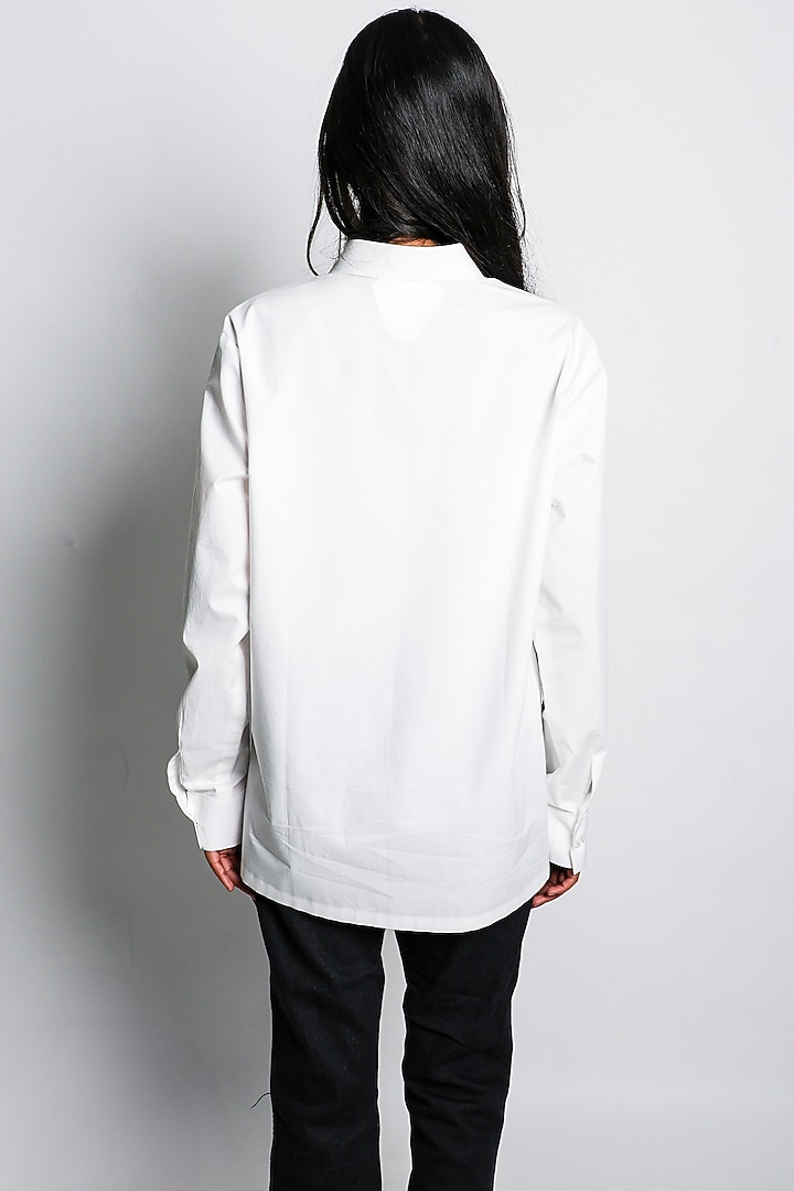 White Poplin Thread Embroidered Shirt by ARYA GIRI at Pernia's Pop Up Shop