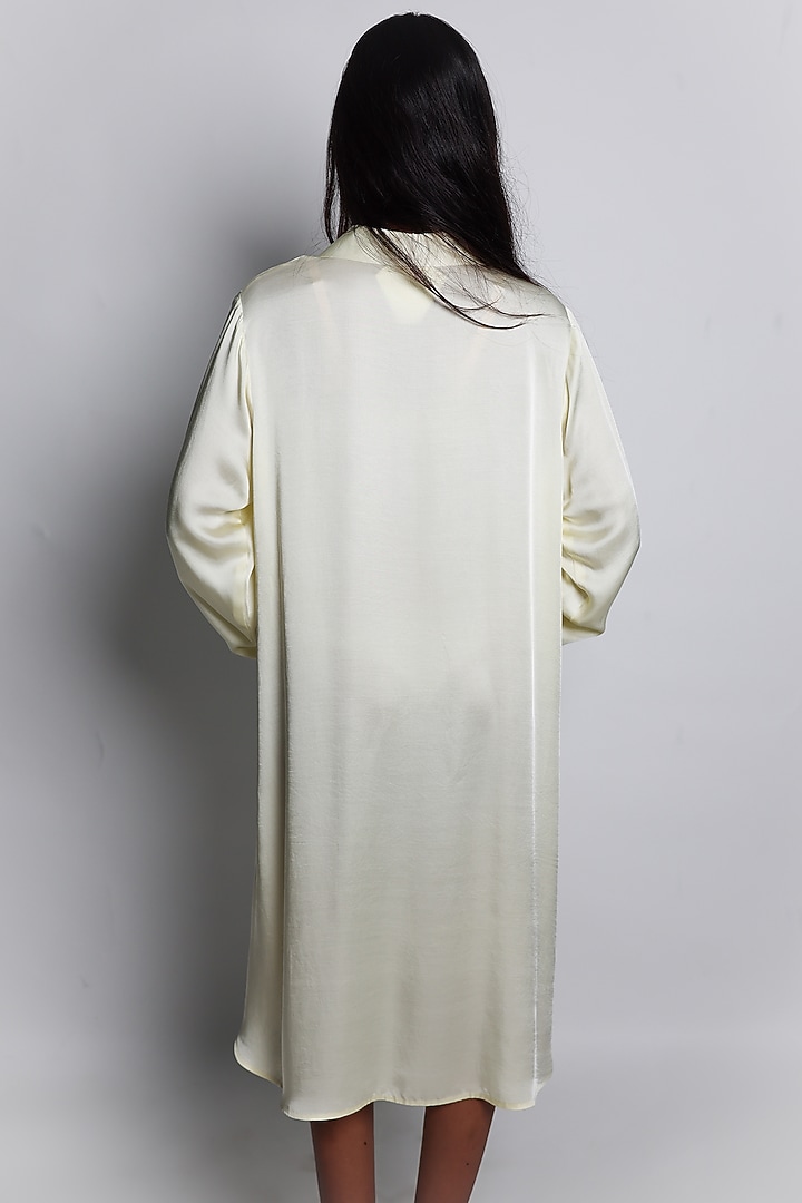 Yellow Modal Satin Hand Embroidered Shirt Vacation Dress by ARYA GIRI at Pernia's Pop Up Shop