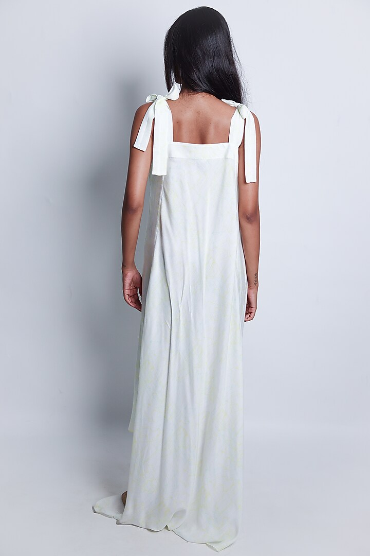 Ivory Cotton Silk Printed Layered Summer Dress by ARYA GIRI at Pernia's Pop Up Shop