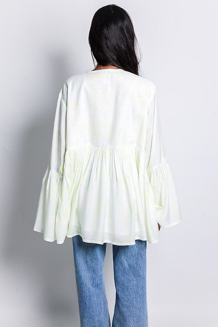Ivory Cotton Silk Printed Layered Top by ARYA GIRI at Pernia's Pop Up Shop