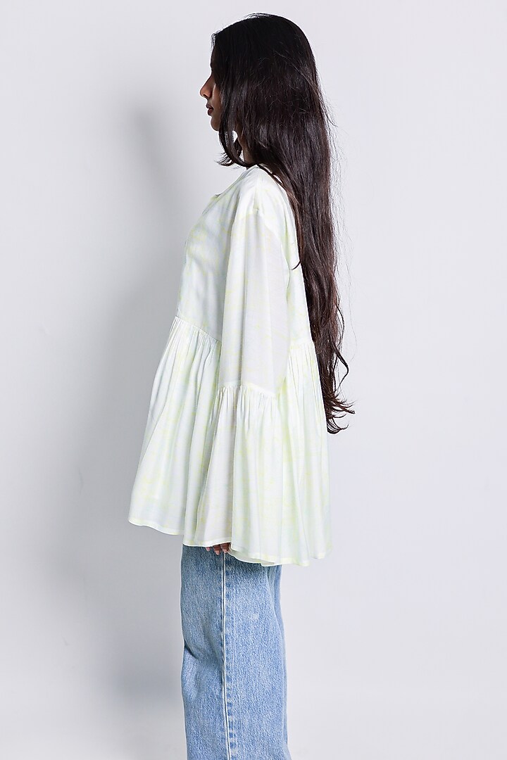 Ivory Cotton Silk Printed Layered Top by ARYA GIRI at Pernia's Pop Up Shop