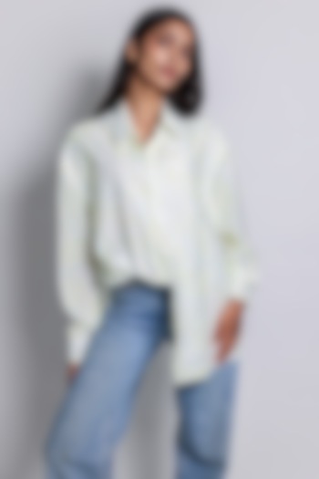 Ivory Cotton Silk Printed Shirt by ARYA GIRI at Pernia's Pop Up Shop