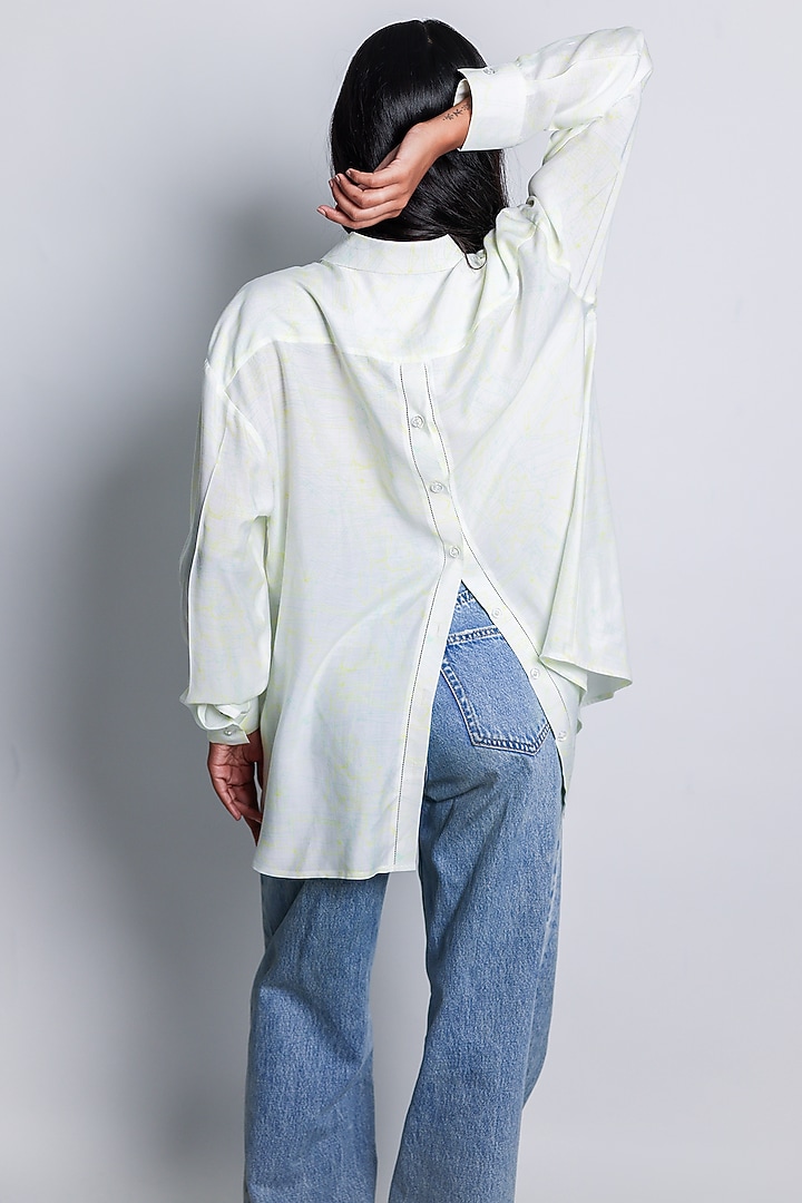 Ivory Cotton Silk Printed Shirt by ARYA GIRI at Pernia's Pop Up Shop