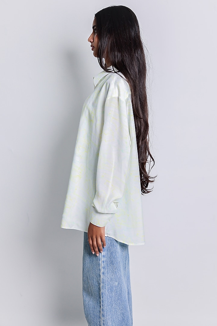 Ivory Cotton Silk Printed Shirt by ARYA GIRI at Pernia's Pop Up Shop