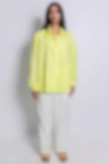 Yellow Poplin & Cotton Silk Co-Ord Set by ARYA GIRI at Pernia's Pop Up Shop