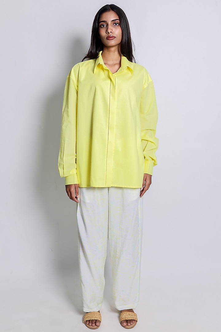 Yellow Poplin & Cotton Silk Co-Ord Set by ARYA GIRI at Pernia's Pop Up Shop
