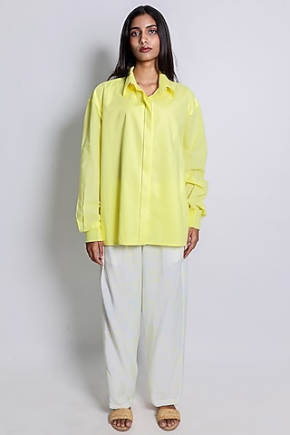 Yellow Poplin & Cotton Silk Co-Ord Set by ARYA GIRI