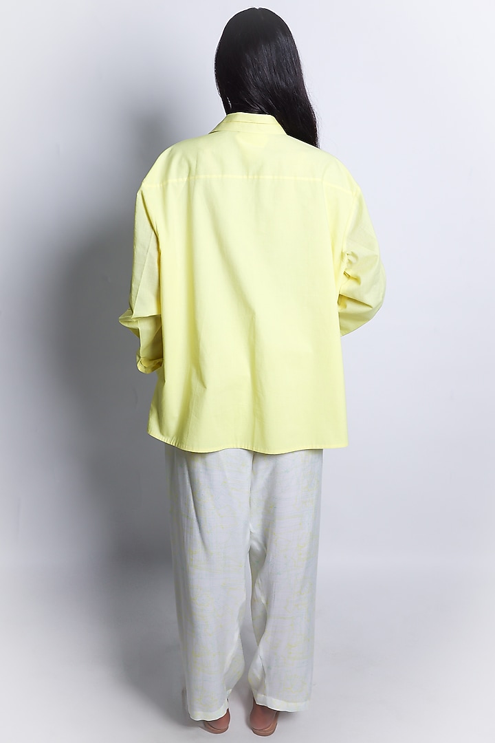 Yellow Poplin & Cotton Silk Co-Ord Set by ARYA GIRI at Pernia's Pop Up Shop