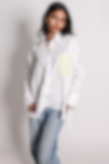White Poplin Hand Embroidered Shirt by ARYA GIRI at Pernia's Pop Up Shop