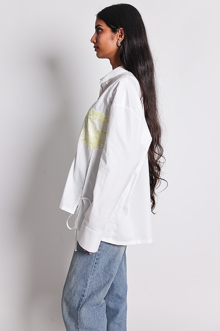 White Poplin Hand Embroidered Shirt by ARYA GIRI at Pernia's Pop Up Shop