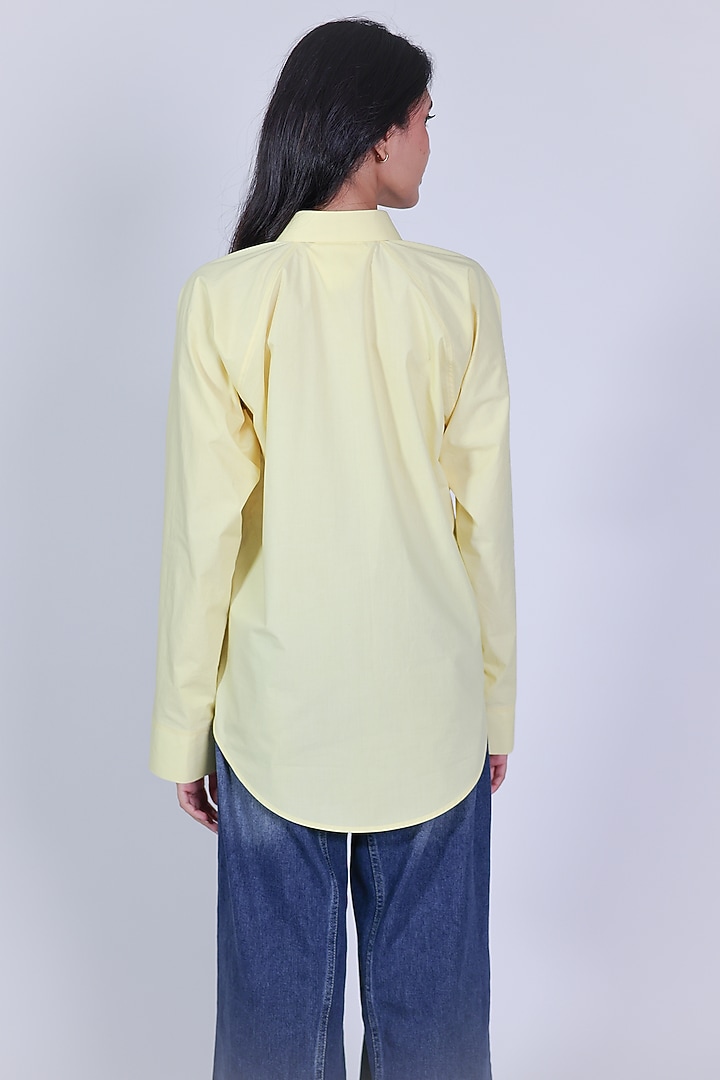 Yellow Poplin Hand Embroidered Shirt by ARYA GIRI at Pernia's Pop Up Shop