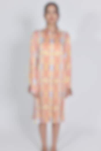 Red Modal Satin Printed Summer Shirt Dress by ARYA GIRI at Pernia's Pop Up Shop