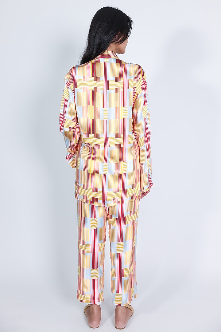 Red Modal Satin Printed Co-Ord Set by ARYA GIRI at Pernia's Pop Up Shop