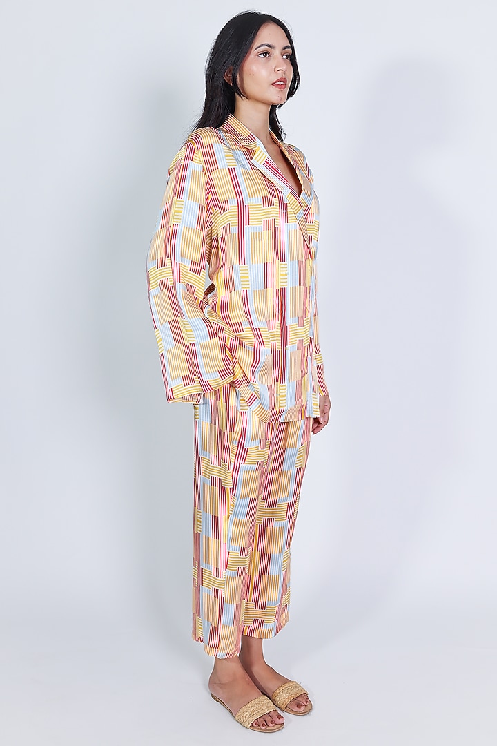 Red Modal Satin Printed Co-Ord Set by ARYA GIRI at Pernia's Pop Up Shop