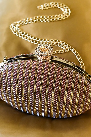Pink Crystal Embellished Clutch by Alor Bags