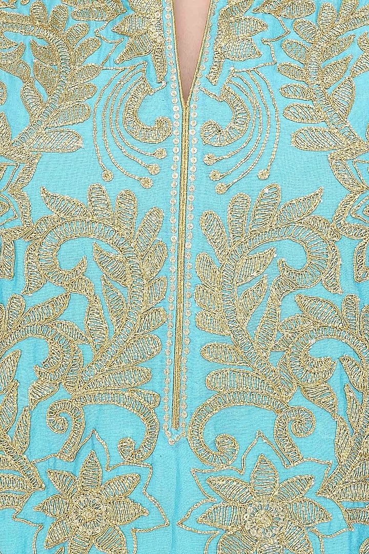 Sky blue dori embroidered sequinned kurta set available only at Pernia's Pop Up Shop.