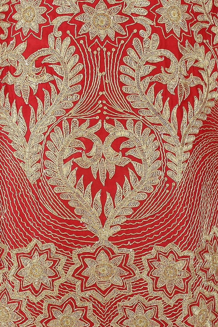 Red and gold dori embroidered sequinned kurta set available only at Pernia's Pop Up Shop.