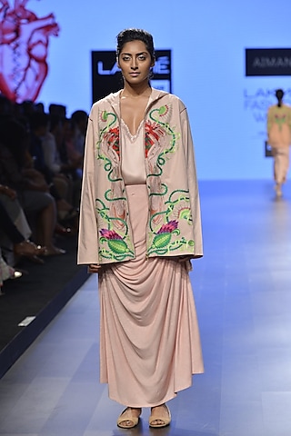 Nude cowl drape skirt by Aiman