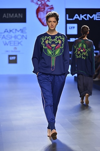 Electric blue track pants by Aiman