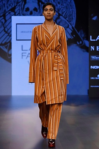 Brown Trench Jacket with Panel Detailing and Trousers by ARMAAN RANDHAWA
