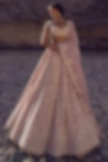 Soft Pink Organza Bridal Lehenga Set by Anushree Reddy at Pernia's Pop Up Shop