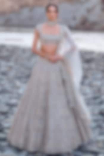 Ivory Organza Bridal Lehenga Set by Anushree Reddy at Pernia's Pop Up Shop